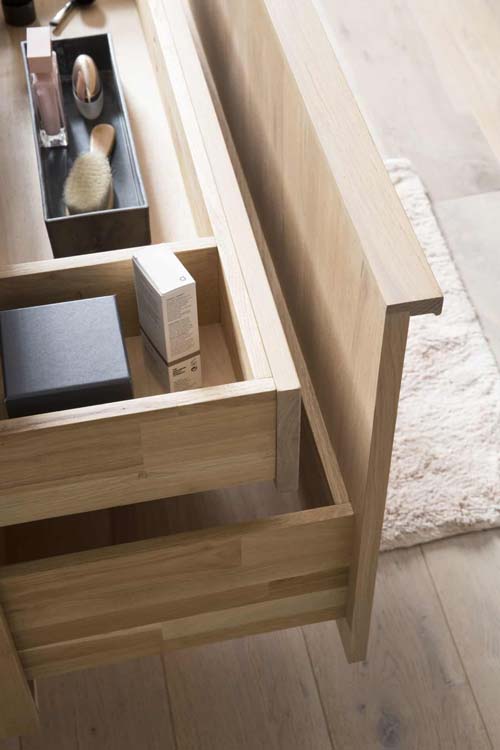 Meuble de salle de bain Fiori chêne naturel rainures 1200 mm