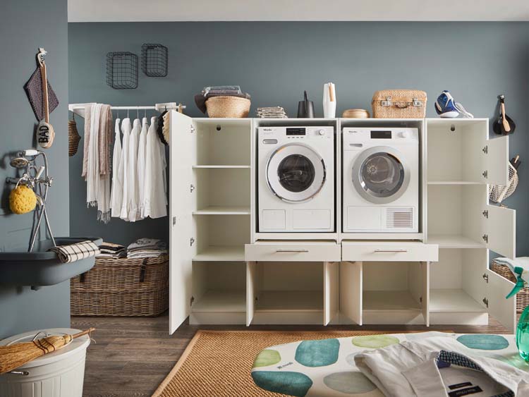 Meuble pour buanderie Decowash set 16 blanc 235x67,5x162cm