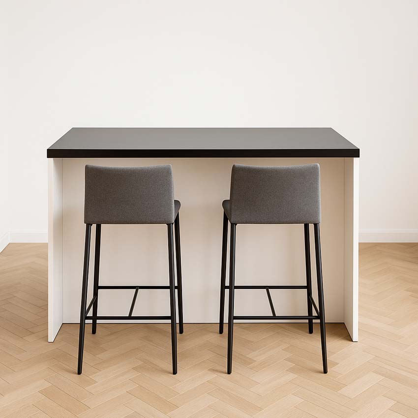 Îlot de cuisine Plenti blanc/noir 154,5cm