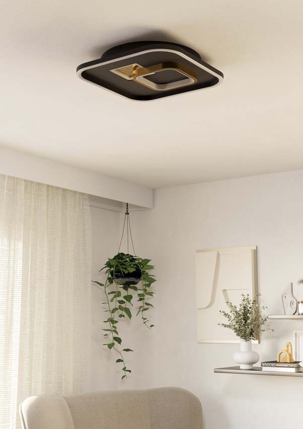Plafonnier - Noir/or - 35x35cm - Dimmable - LED - 1x28W - 4000K