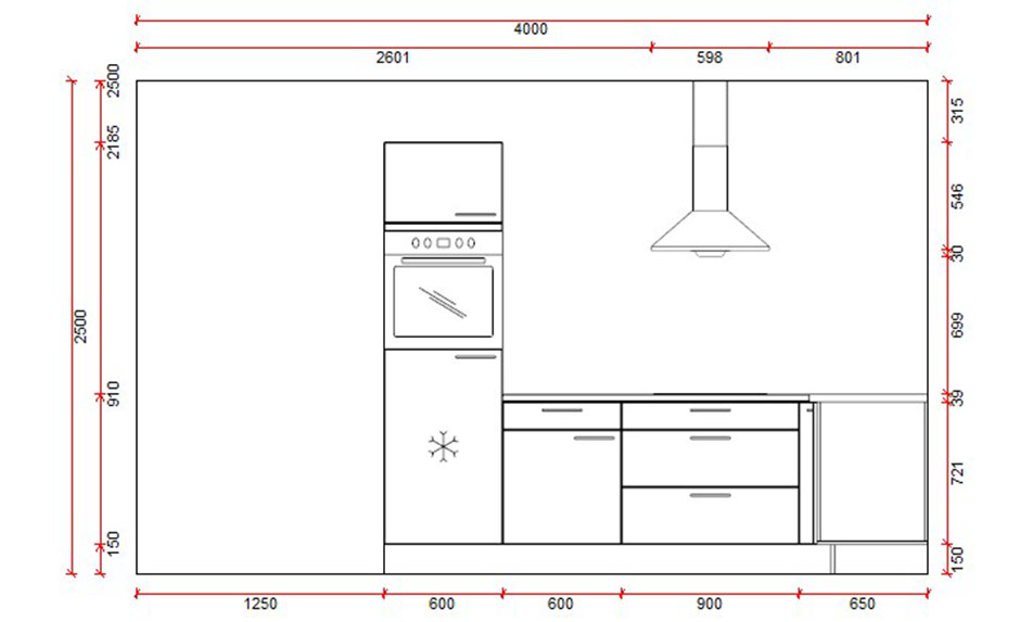 Hoekkeuken Premium 13 wit 275x175cm - voorgemonteerd - met toestellen - vitrokeramische kookplaat en inox wanddampkap