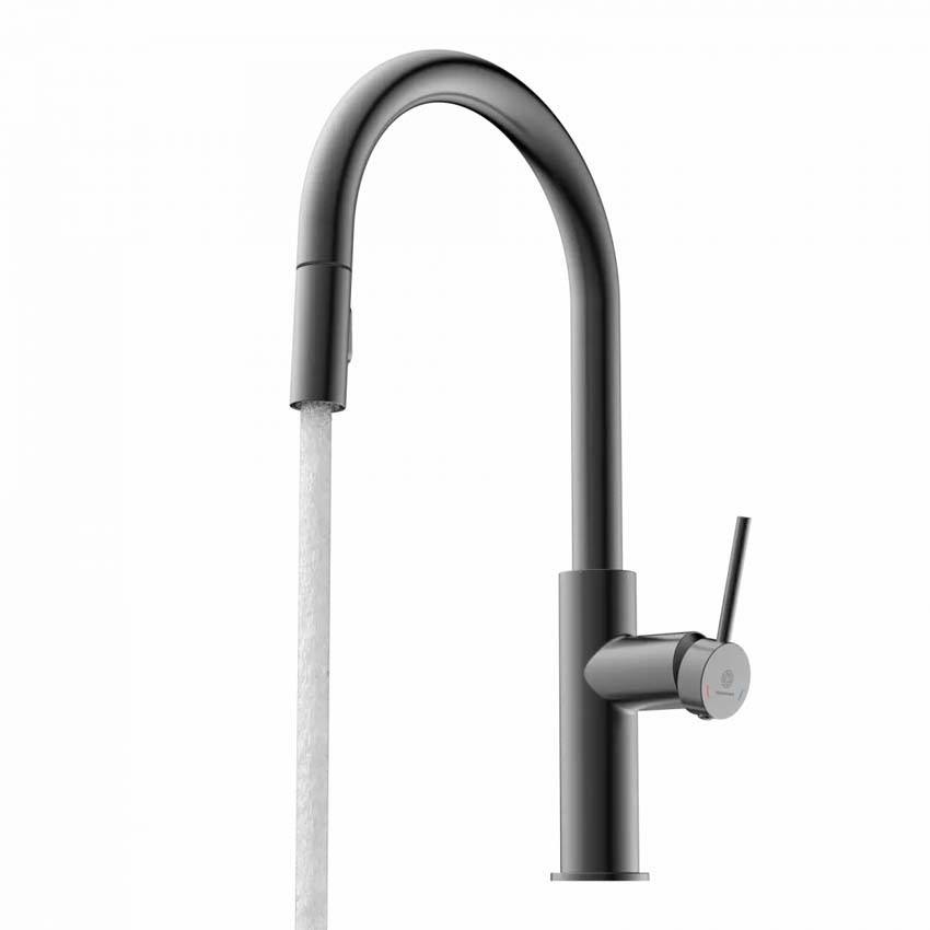 Robinet de cuisine Wasserwerk WK 13 Sphere graphite mat avec bec extractible