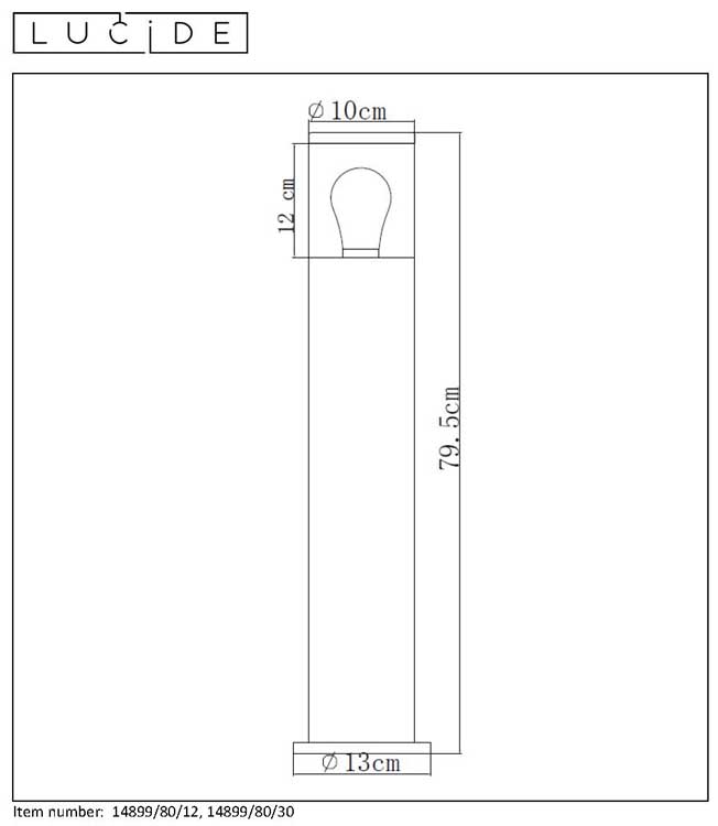 Lucide FEDOR - Sokkellamp Buiten - H79.5CM - Mat chroom - NU 15% EXTRA KORTING