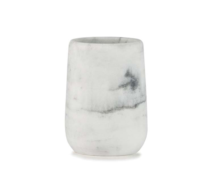 Porte brosse à dents blanc/frêne 7,5 x 9,5 cm