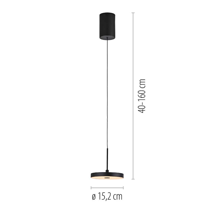 Hanglamp Easy Lift - Zwart - Ø15,2cm - Dimbaar - 1x6,8W - 3000K