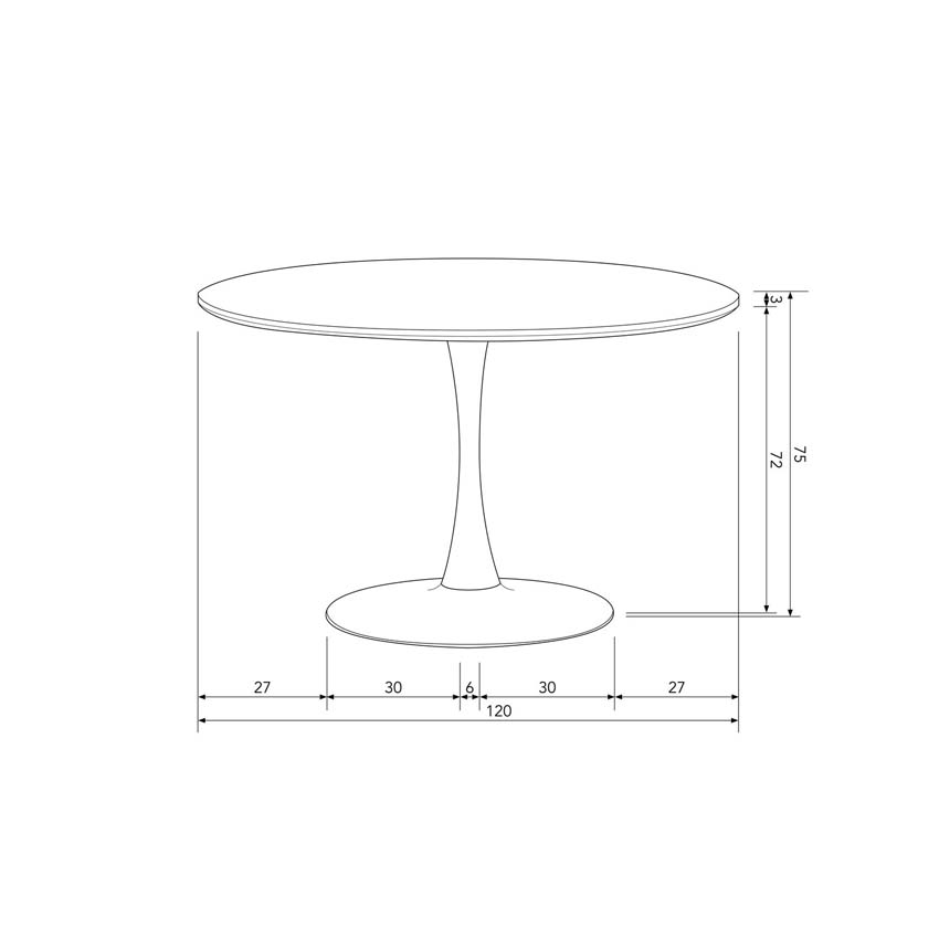 Table Tamara en MDF ronde noire Ø120cm