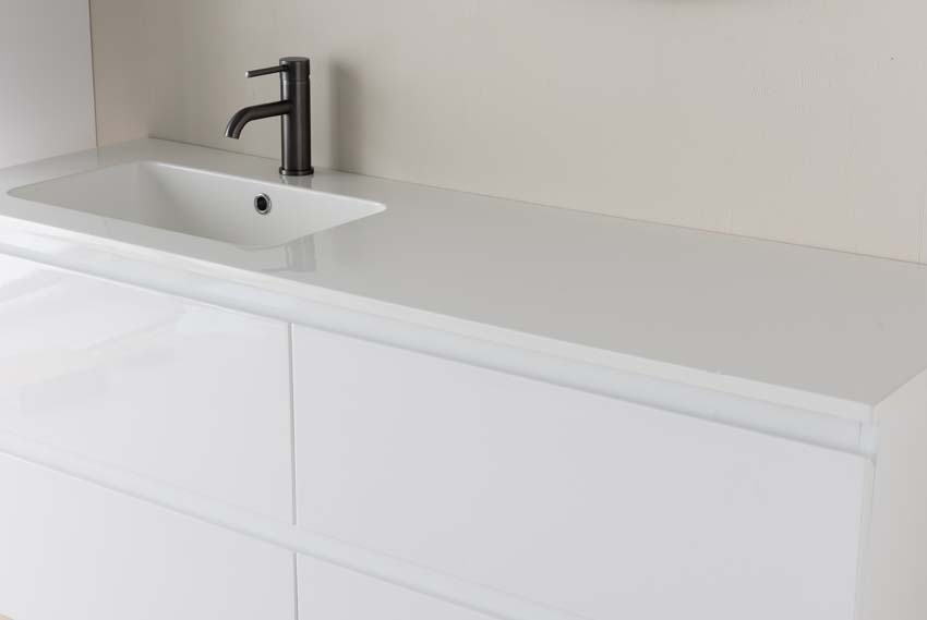 Badkamermeubel Tibo wit 1400 mm wastafel links wit glans