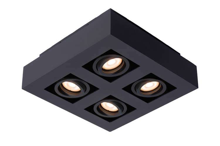 Plafonnier - noir - dimmable - LED - GU10 - 4x5W - 2200/3000K