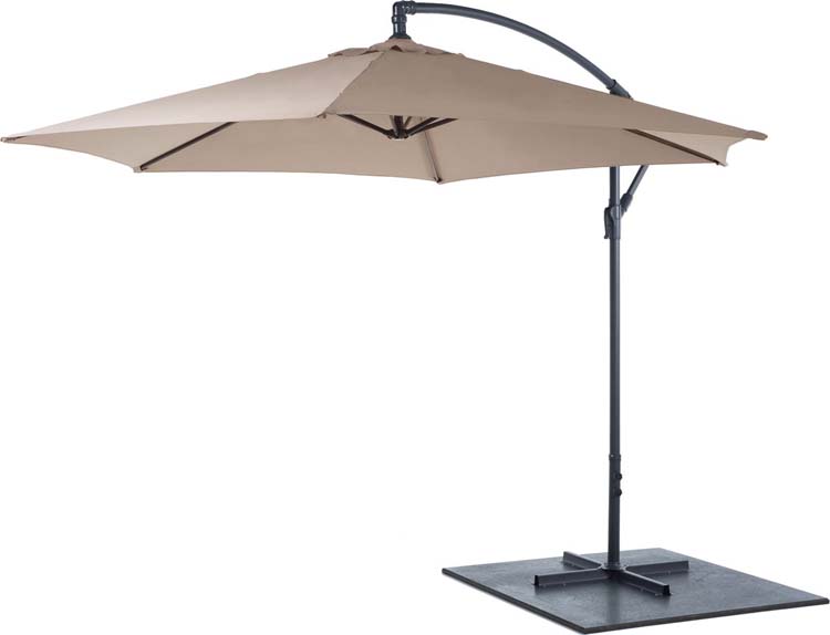 Hangparasol met voetbeugel taupe Ø300cm