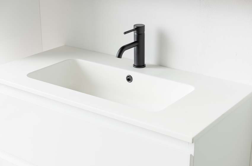 Meuble de salle de bain Tibo blanc 900 mm lavabo blanc mat