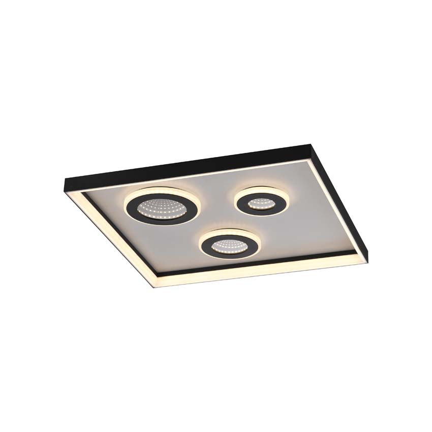 Plafonnier - noir - 45x45cm - dimmable - 32W - 2700-5000K - avec télécommande