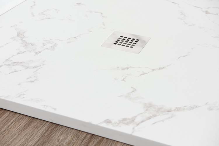 Douchebak Minimalism composiet met gelcoat marmerlook 90x90cm