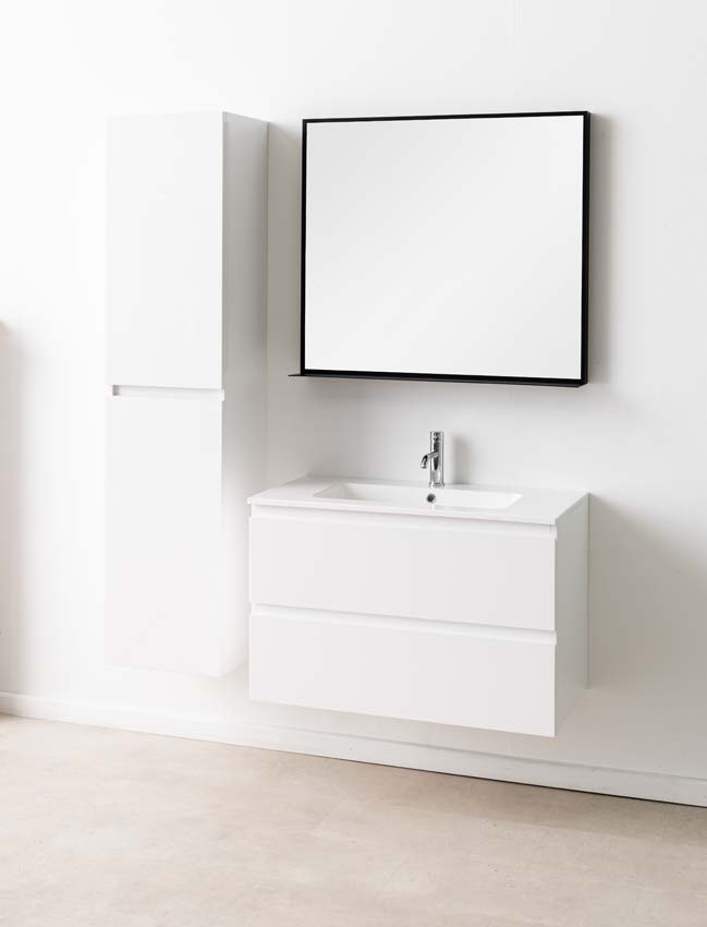 Meuble de salle de bain Tibo wit 900 mm lavabo blanc brilliant