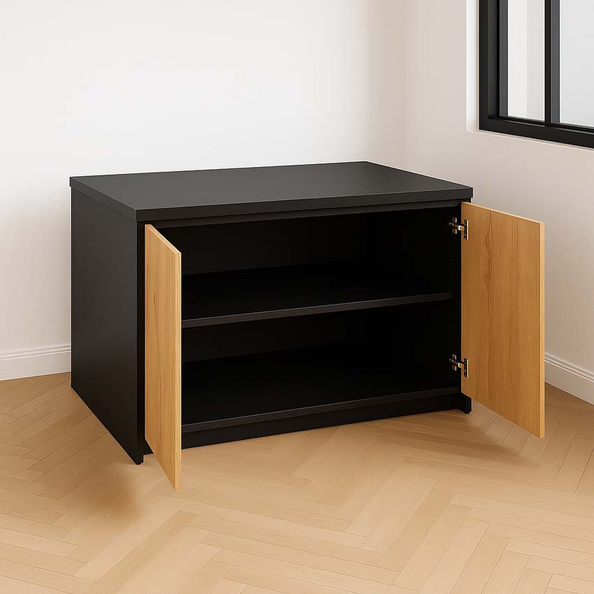 Cuisine île Plenti look de chêne/noir 124cm