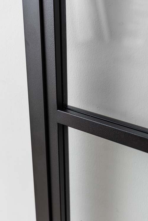 Porte coulissante simple en acier complète Tyra 6R sur mesure + rail noir