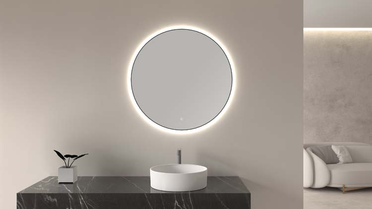 Miroir Kira rond LED noir mat Ø100cm