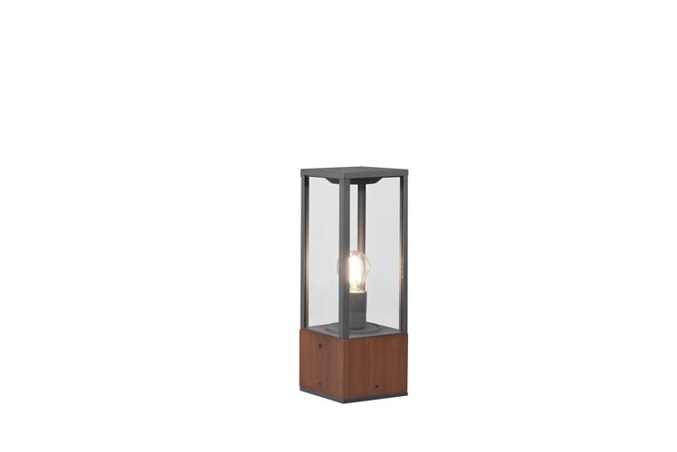 Eclairage extérieur poteau bois anthracite H40cm E27 lampe excl. IP54