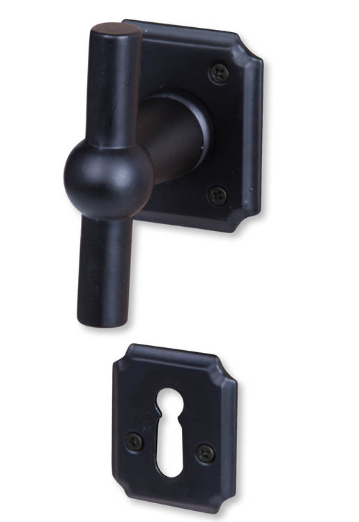 Deurklink zwart retro T-vorm