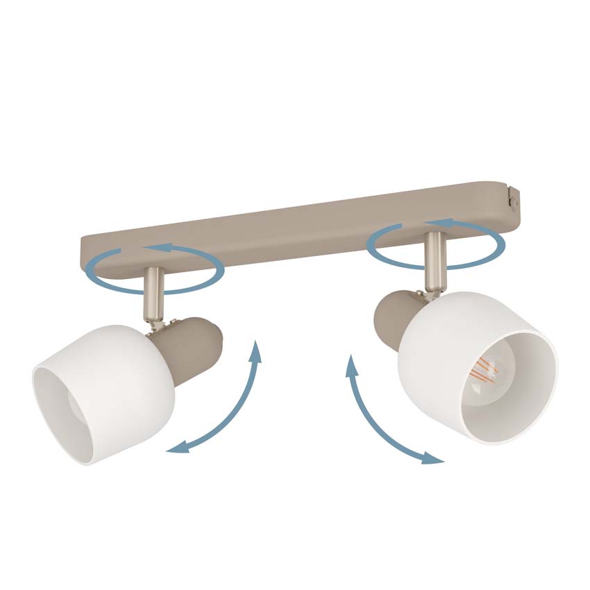 Spot en saillie - Sable - 30x12,5x15cm - Dimmable - E14 - 2x40W