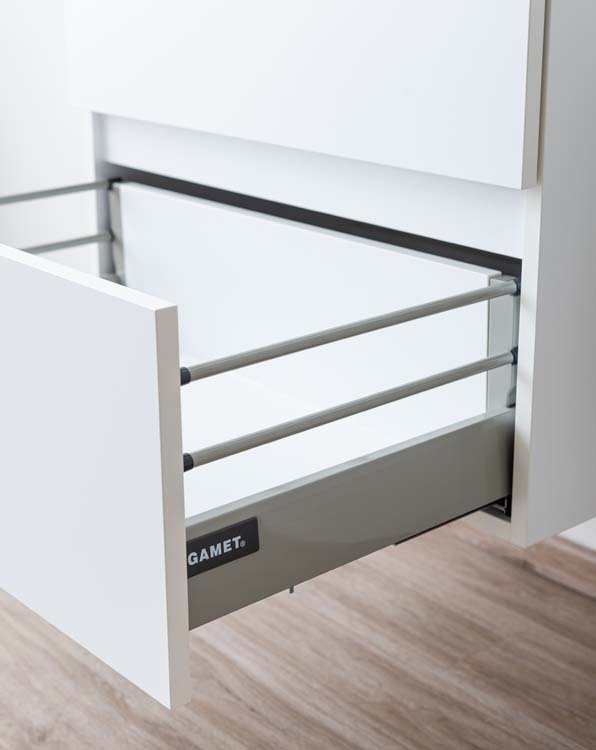 Meuble de salle de bains Pia blanc mat suspendu avec lavabo simple noir mat 70cm