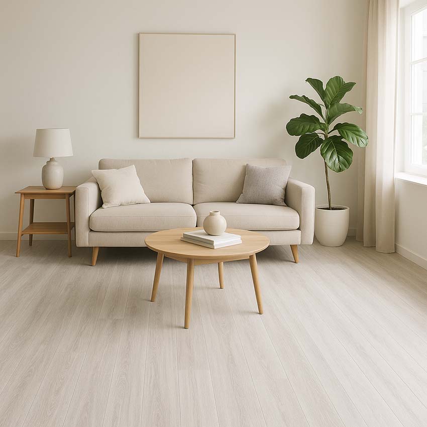 Sol stratifié Formio chêne 7mm gris clair 129,2x19,3cm