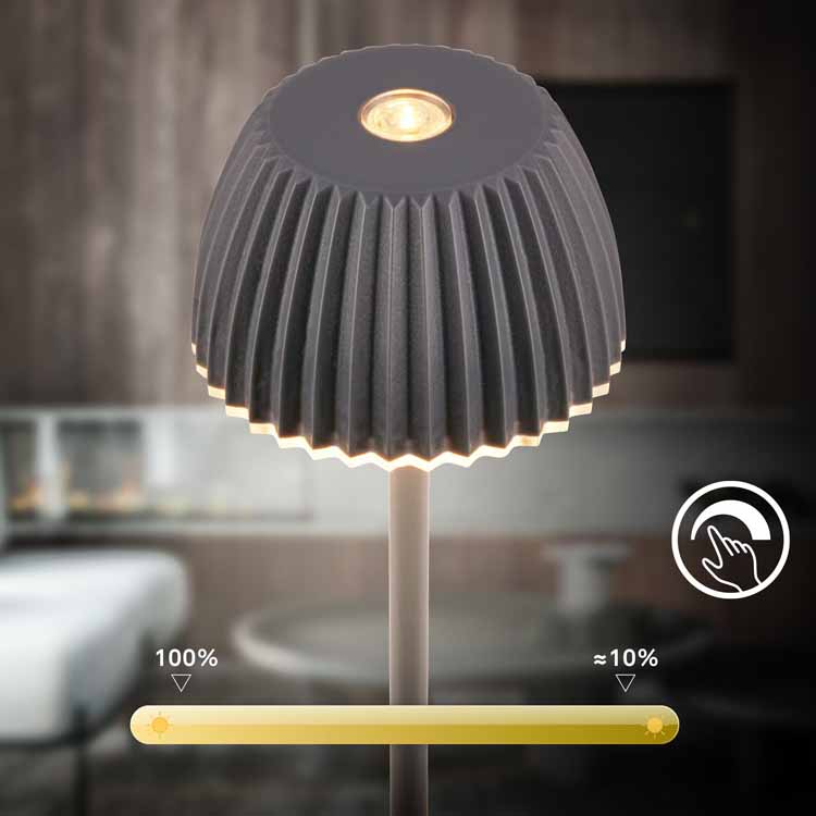 Tafellamp Valera - zwart - 15.5cm - dimbaar - LED - 1.5W - 2700K - IP44 - USB