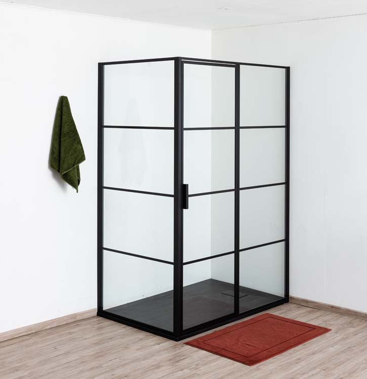 Douchedraaideur met vast deel Ulysses zwart 140x200cm