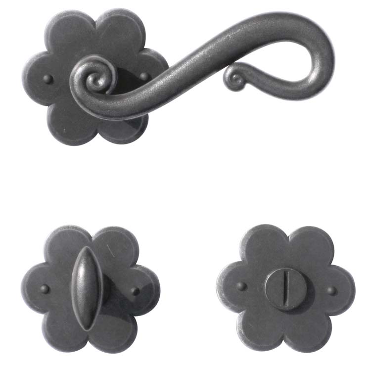 Poignée de porte pro roma fer fleur avec serrure toilette