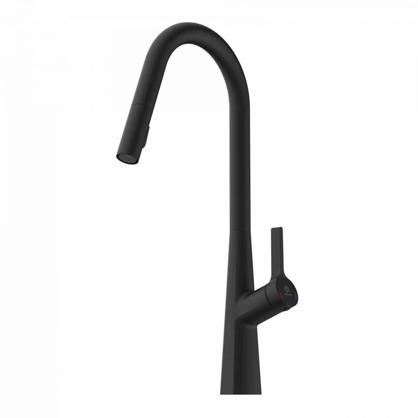 Robinet de cuisine Wasserwerk WK 9 Curve noir mat avec bec extractible