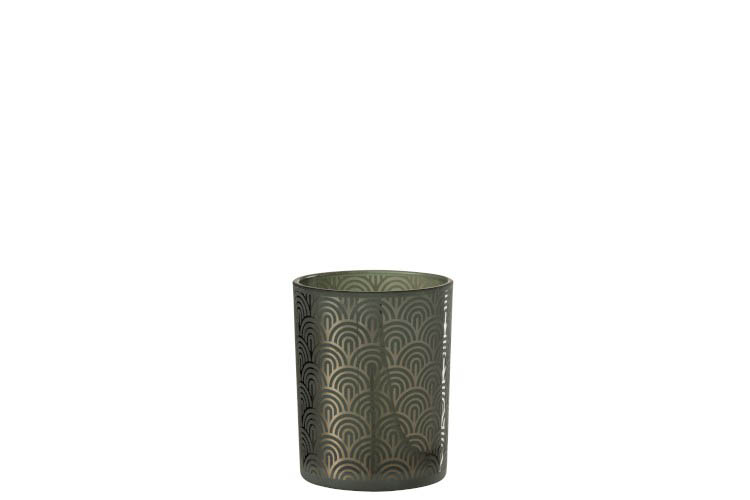 Photophore arche verre vert H12,50 cm