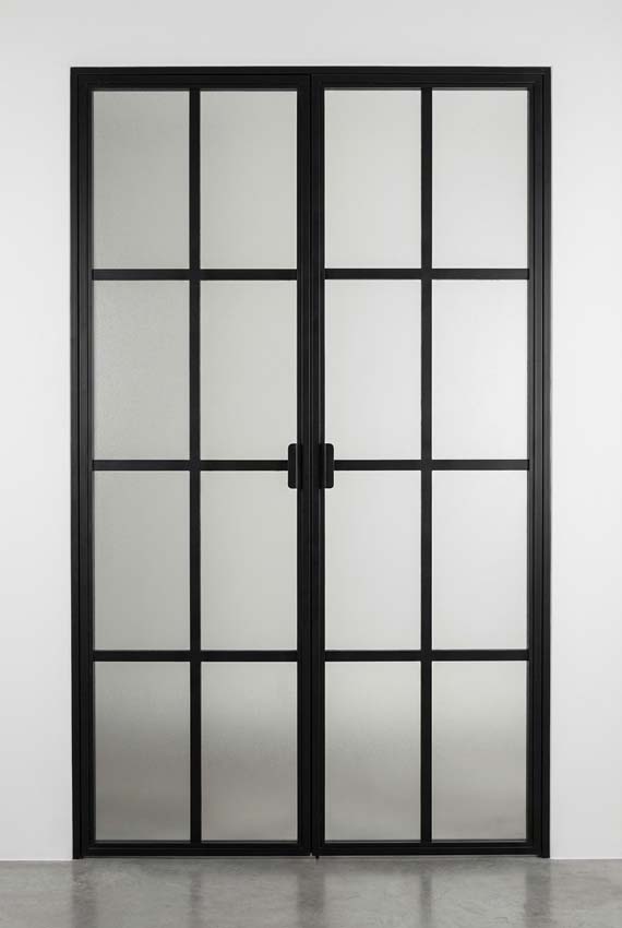 Dubbele glazen binnendeur mat glas Luxe Urla Nero zwart links op maat