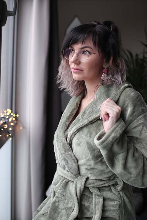 Peignoir olive medium large