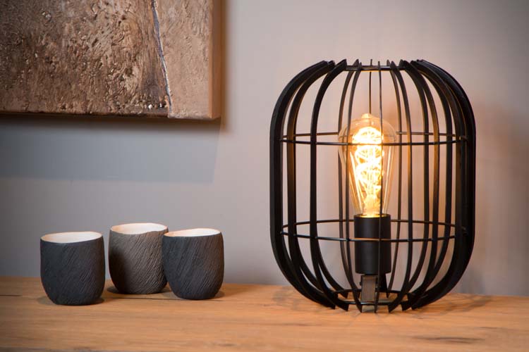 Lampe de table - Ø 22 cm - 1xE27 - Noir