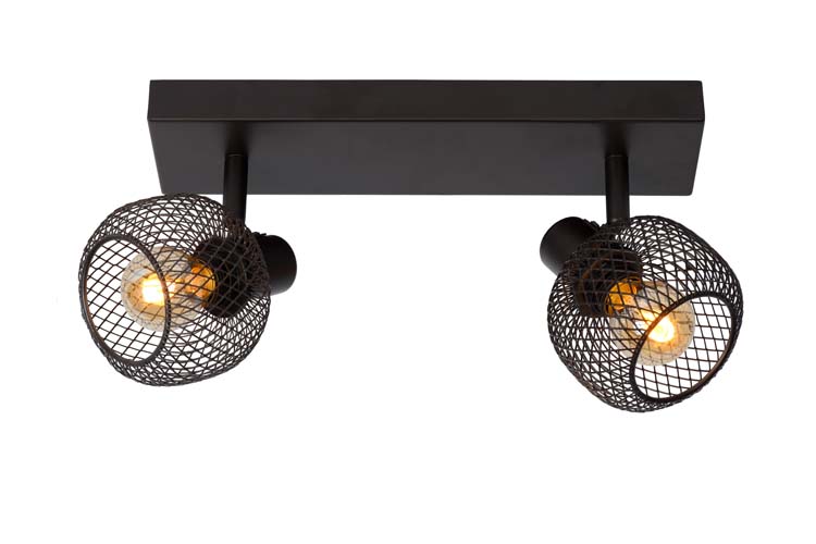 Plafondlamp - zwart - 31x14,5x14cm - dimbaar - 2xE14 - 25W