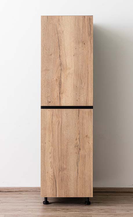 Armoire de cuisine Plenti armoire colonne avec étagères noir/aspect bois 60x208cm