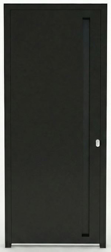 Porte extérieure Evora avec poignée intégrée aluminium noir 960x2180mm poussant à gauche