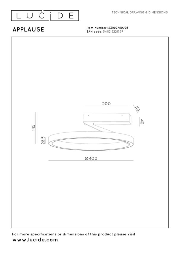 Lucide Premium Applause - Plafonnier - Ø40cm - LED dimmable - CCT - 1x26W 2200K/4000K - Café