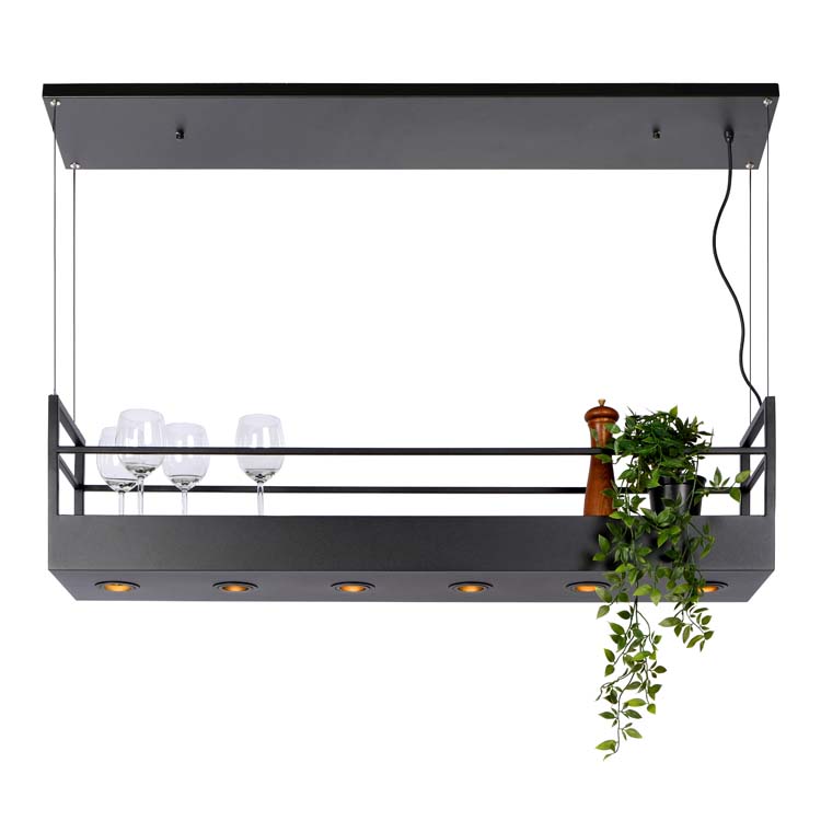 Hanglamp - zwart - 110x22x160cm - 6xGU10 - 35W