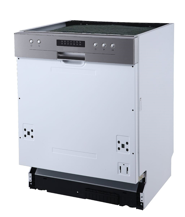 Cuisine anthracite/chêne foncé 370cm - avec appareils - plaque vitrocéramique et hotte murale en inox