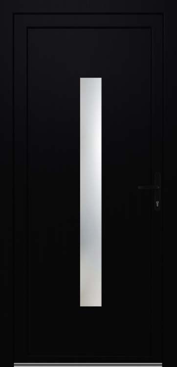 Porte extérieure pvc noire/noire vitre vert. sans bord D SUR MESURE