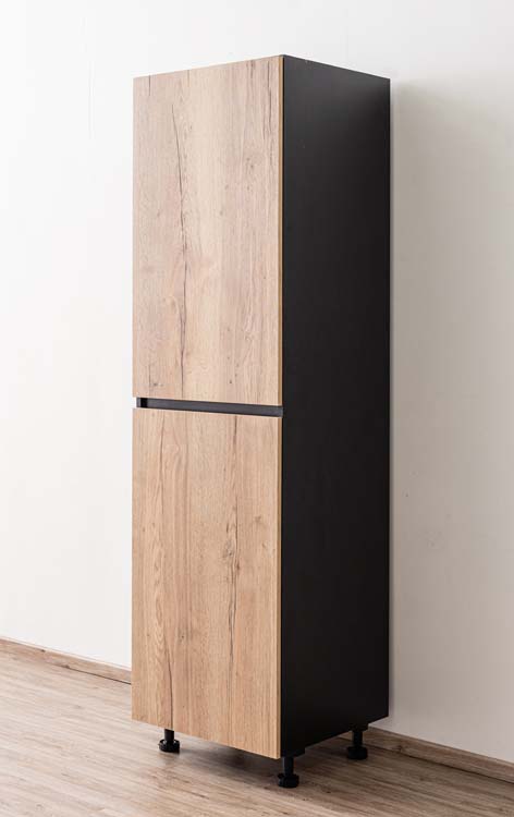 Armoire de cuisine Plenti armoire colonne avec étagères noir/aspect bois 60x208cm
