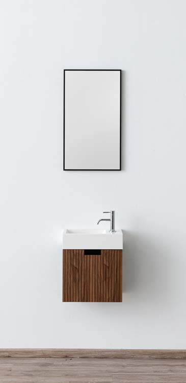 Meuble Willow noir/noyer lavabo blanc brillant