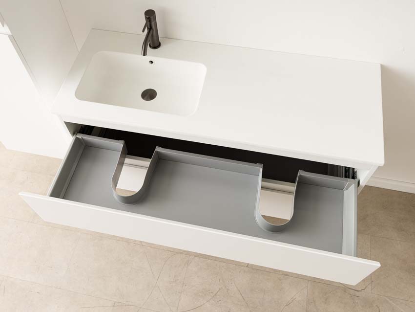Badkamermeubel Tibo wit met enkele wastafel mat wit 120cm