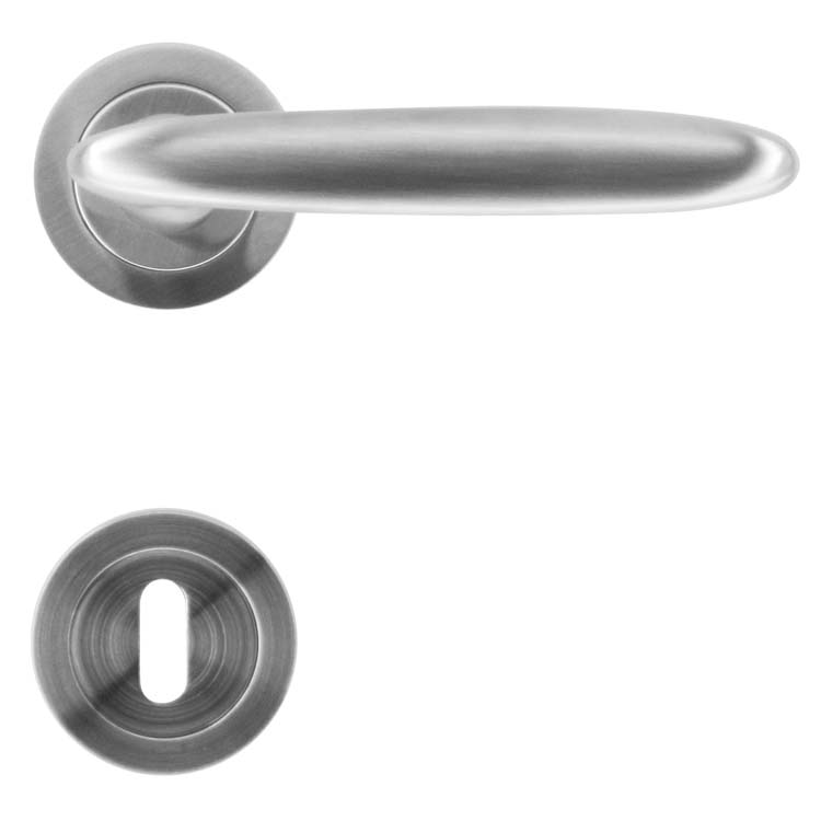 Poignée de porte bolzano look inox rosace barbe