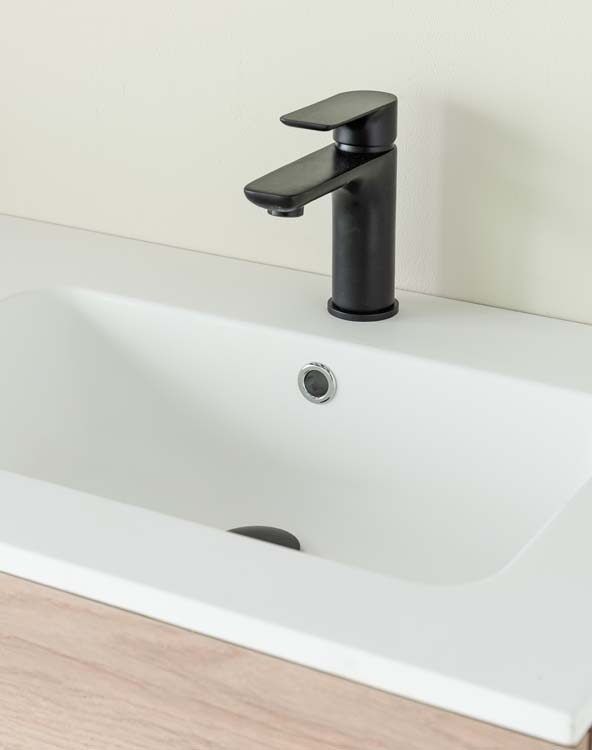 Meuble de salle de bain Chêne bison 1200 mm lavabo noir