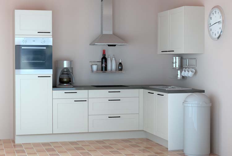 Hoekkeuken Premium 13 wit 275x185cm - voorgemonteerd - zonder toestellen