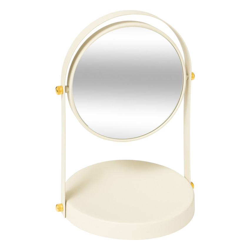 Miroir de maquillage Solane rond beige 18x16cm