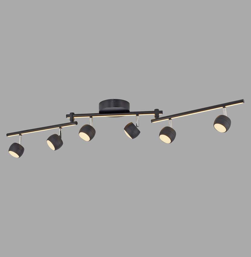 Spot plafond - noir - 40,5-111cm - dimbaar - 6x5,53W - 3000K