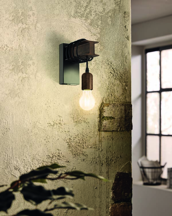 Wandlamp bruin vintage E27 10W excl lamp