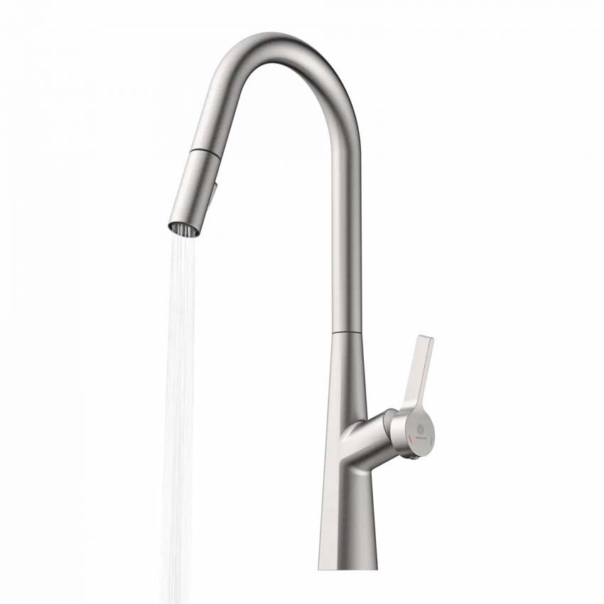 Robinet de cuisine Wasserwerk WK 9 Curve aspect inox avec bec extractible